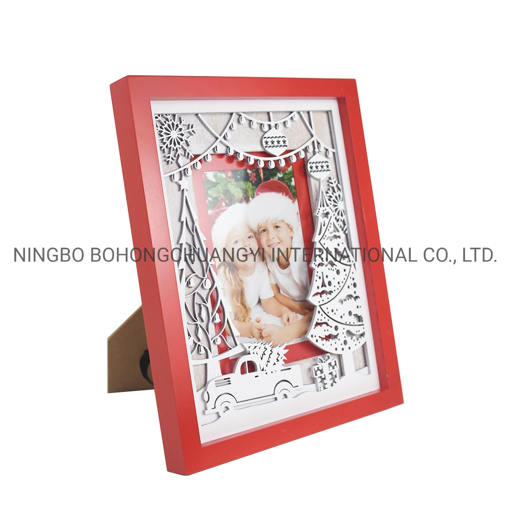 Wholesale Happy Christmas Decorative Solid Picture Frame Solid Wood Frame Wooden Photo Frame for Christmas Decoration